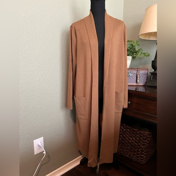 J. Jill Jackets & Blazers - J. Jill Caramel Brown Knit Duster w/Shawl Collar